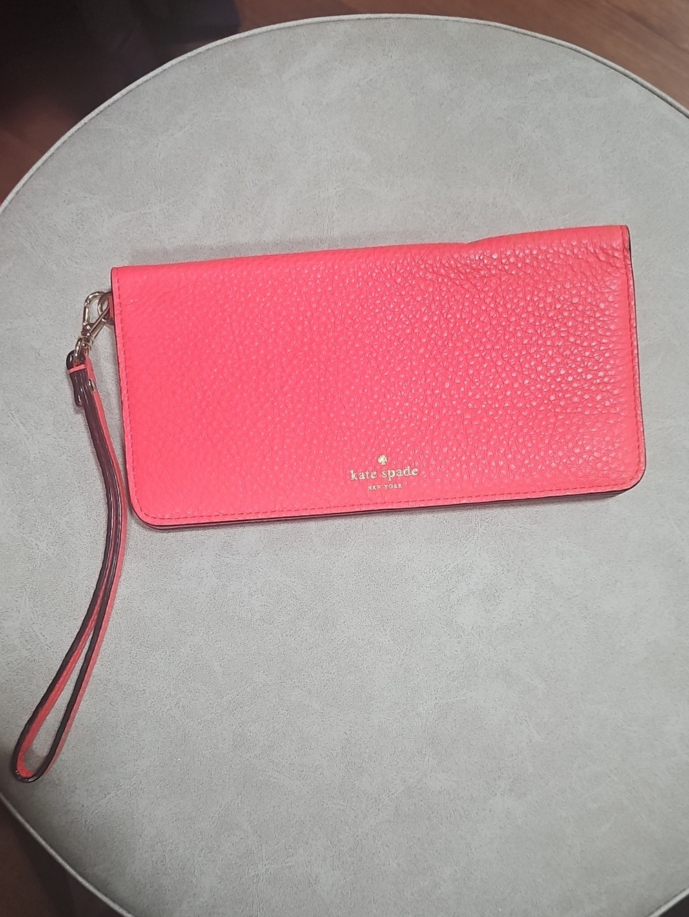 kate spade Coral Pink Pebbled Leather Wristlet